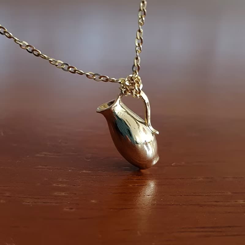 Water bottle & Flower Vase Necklace 14k
