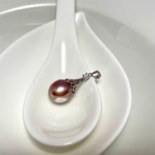 紫珠吊墜 天然淡水珍珠 大珍珠 純鑲鋯石 贈項鏈