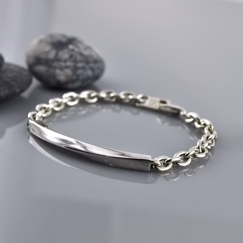 方形扭紋手鍊 925純銀 Men's jeweley