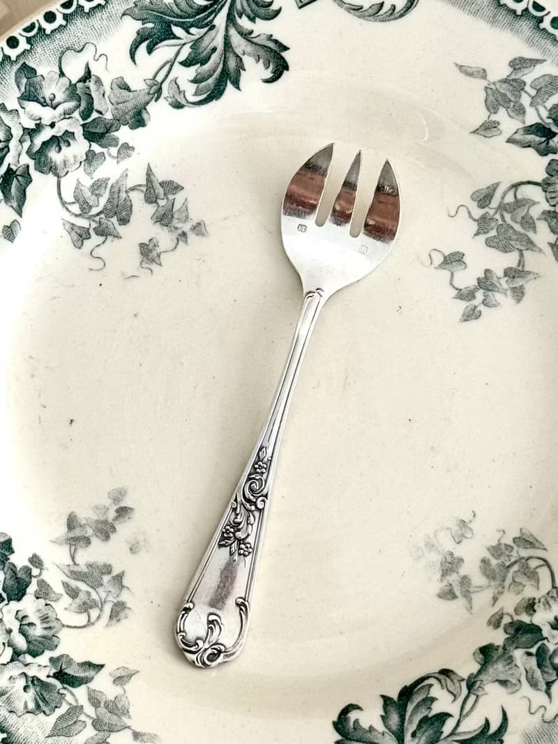 40572-絕美法國古董鍍銀叉生蠔專用叉