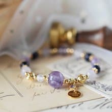 魔幻。紫水晶 薰衣草紫水晶 藍砂石 月亮石  天然石 水晶手鍊