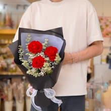 永生系列 - 3朵大朵玫瑰永生玫瑰花花束