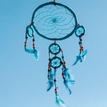 民族風掛飾 boho 手工編織棉麻捕夢網吊飾dream Cather-藍色花園