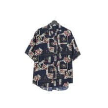 Back to Green- 短袖花襯衫 復古花紋 瓷器 ss-32 vintage shirt