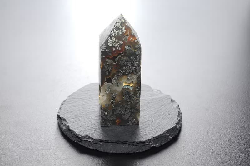 黃鐵礦瑪瑙共生柱 水晶 靈修 招財 破煞 防小人a1