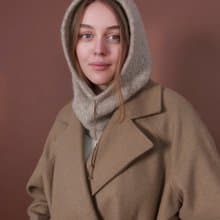 羊毛針織套頭圍巾  羊駝毛連帽頭盔帽  男女通用頭套  連帽圍巾