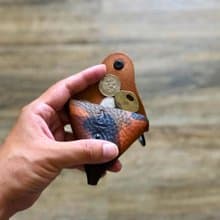 日本製【Takumicsタクミクス】三角零錢包 鑰匙圈 散紙包 植鞣革