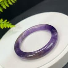 精品 紫色兔毛水晶手鐲 52+MM 冰透星光閃片 紫水晶圓條 靈性精神