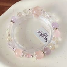 天秤座丨雪花幽靈黃水晶摩根石粉水晶原創設計手鍊