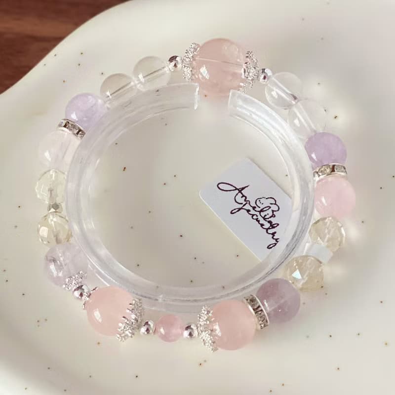 天秤座丨雪花幽靈黃水晶摩根石粉水晶原創設計手鍊