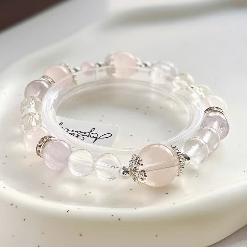 天秤座丨雪花幽靈黃水晶摩根石粉水晶原創設計手鍊