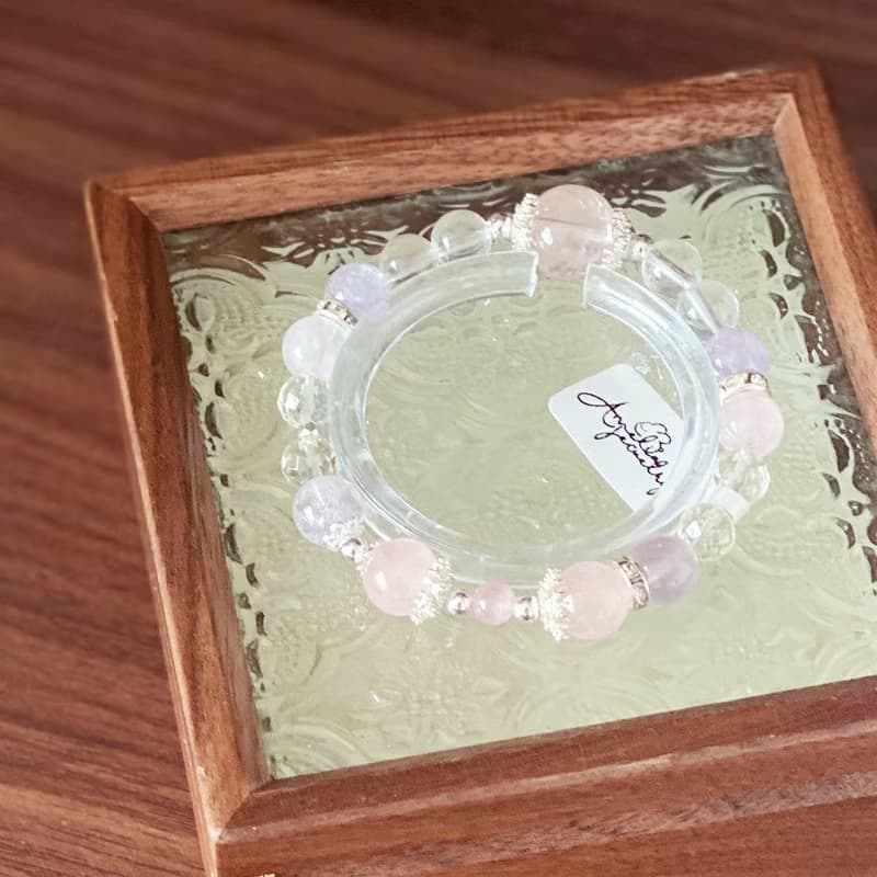 天秤座丨雪花幽靈黃水晶摩根石粉水晶原創設計手鍊