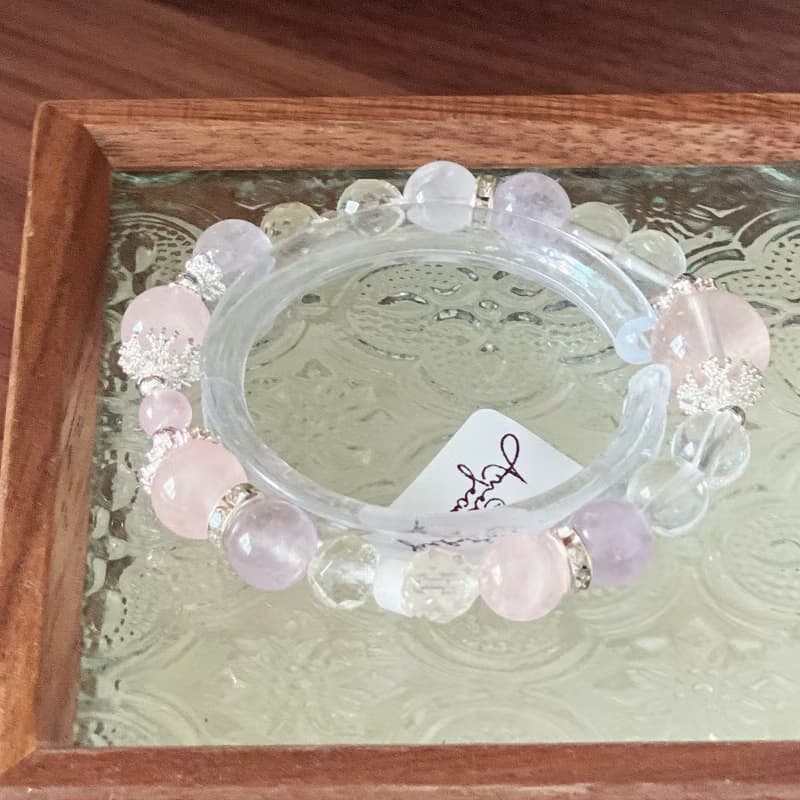 天秤座丨雪花幽靈黃水晶摩根石粉水晶原創設計手鍊