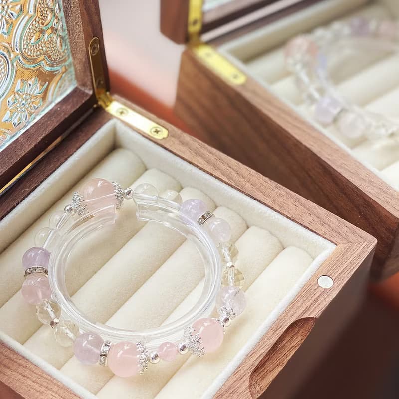 天秤座丨雪花幽靈黃水晶摩根石粉水晶原創設計手鍊