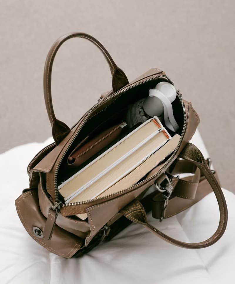 Supportingrole簡約多隔層多口袋真皮後背包 復古咖啡