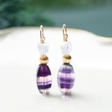 ストライプフローライトによる香水瓶風のフックピアス　Perfume bottle