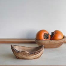 手工橄欖木船形置物碗