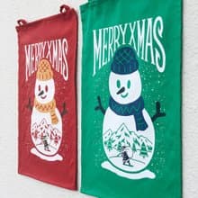 聖誕節大雪人掛布 / 手工絹印