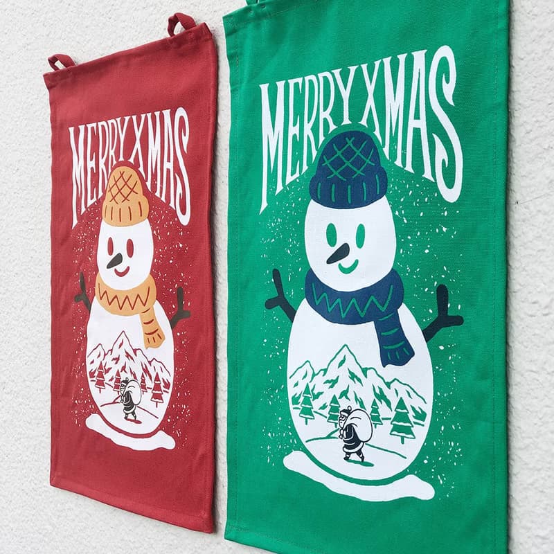 聖誕節大雪人掛布 / 手工絹印