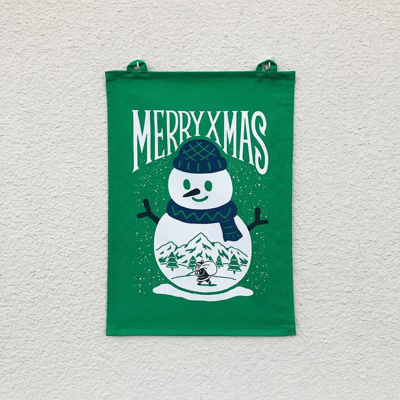 聖誕節大雪人掛布 / 手工絹印