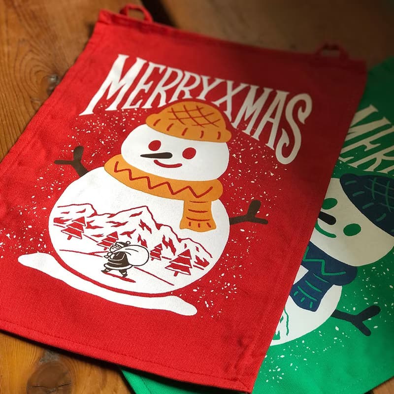 聖誕節大雪人掛布 / 手工絹印