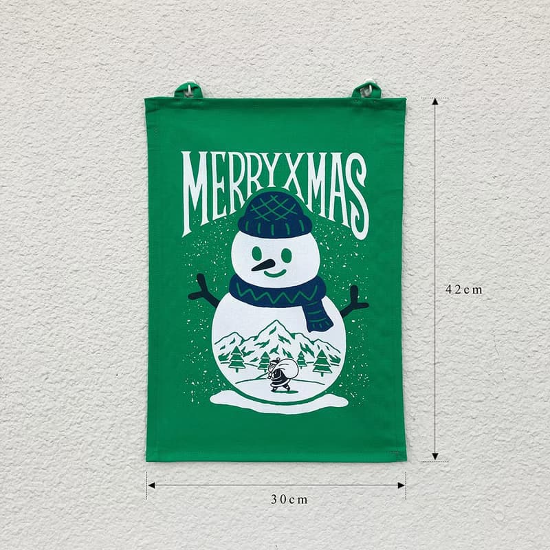 聖誕節大雪人掛布 / 手工絹印