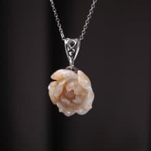 【似玉如花】冰飄紅翡翠牡丹花項鍊925銀| 天然緬甸翡翠A貨| 送禮