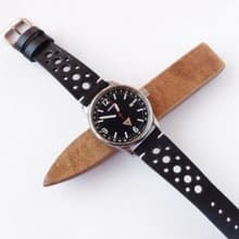 黑色真皮表帶 賽車運動表帶 18、19、20、21、22、24 公釐