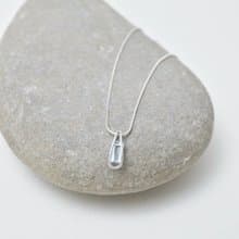 簡單系列-方形刻面海水藍寶‧純銀墜‧純銀鍊項鍊