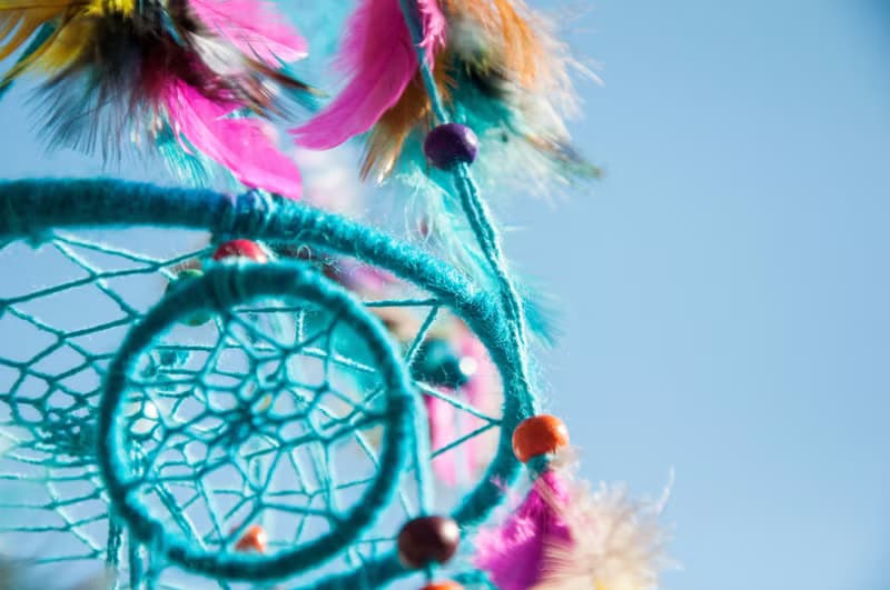 民族風掛飾 boho 手工編織棉麻捕夢網吊飾dream Cather-水藍星辰