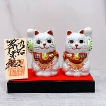 【福笑一對】日本九谷燒招財貓 | 笑門來福 一對