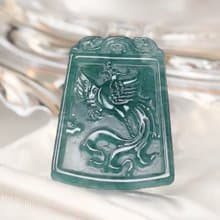 冰種藍水翡翠懷古鳳凰項鍊 | 天然A貨翡翠 | 送禮