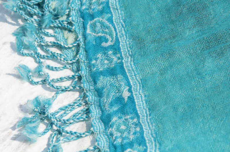 喀什米爾Cashmere刺繡羊毛披肩 針織圍巾 刺繡圍巾 克什米爾-花朵