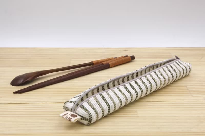 【紙布家】紙線編織 小餐具袋 咖啡白