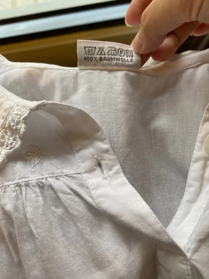 歐風彼得潘領刺繡女童古著上衣洋裝