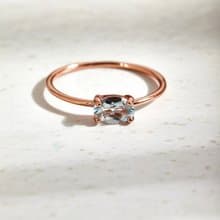 橢圓形海藍寶石925純銀戒指 (銀/玫瑰金/10K金)