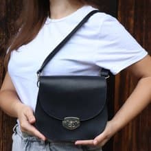 Handmade Leather Crossbody Bag/ Small Leather Shoulder Bag/ Little Black Bag