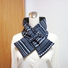藍原住民風 可調式短圍巾.scarf 保暖圍脖 雙面雙色 大人.小孩均