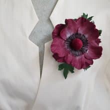 皮革胸針 Bordo leather brooch for her Leather womens jewelry