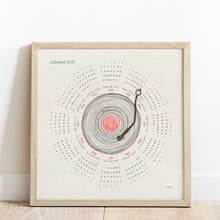 2025 Printable Yearly Calendar Square Poster Abstract Line Vinyl Record Wall Art