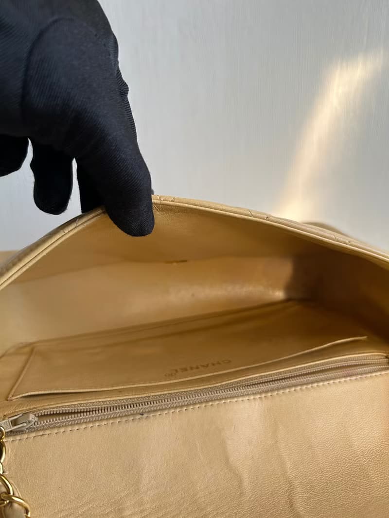 稀有中古二手Chanel米杏色Diana 25黛妃包皮革單肩斜孭側背揹手袋