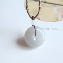 天然煙紫和田玉平安扣吊墜項鏈飽滿厚實冰底煙紫料面包圈平安喜樂