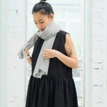 喀什米爾單色圍巾 淺灰