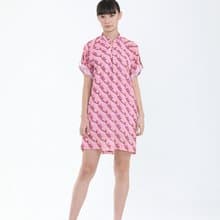 KIRSTEN 濱海灣金沙斜紋印花雪紡連衣裙