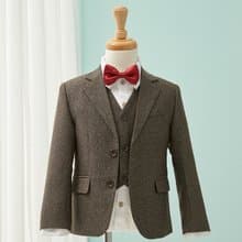 HAO.HAO kids 復古菱紋西裝-咖啡菱紋(三件組)