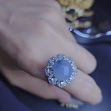 兩用款•招財•貴人|夢幻藍紫飄花|緬甸A貨翡翠純銀戒指吊墜
