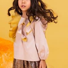 阿爾勒雙色荷葉上衣