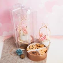 【日初芝稻Dear MeWee】花漾暖心禮盒-蝴蝶酥+瓷盆永生花