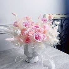 粉嫩浪漫永生玫瑰開幕花禮