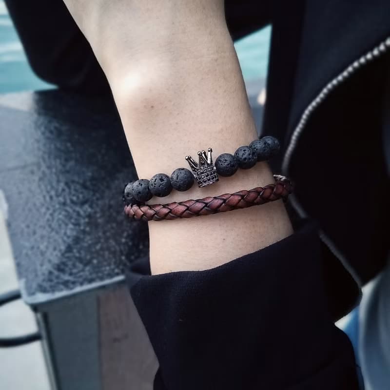 獵賞Hunter | 仿舊真皮磁扣手環 (深棕) 復古皮革